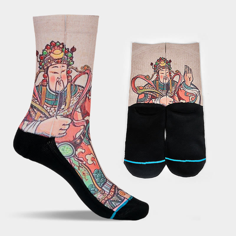 Casual God Of Wealth Ruyi Handle Micro Crew Men Women Unisex Socks - Image 9