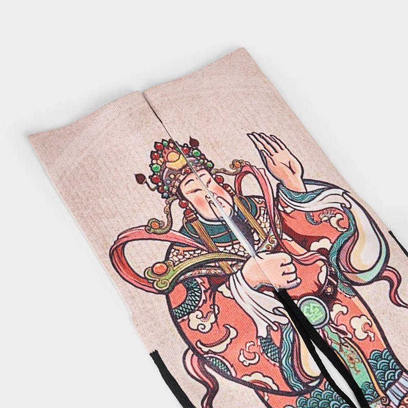 Casual God Of Wealth Ruyi Handle Micro Crew Men Women Unisex Socks - Image 3