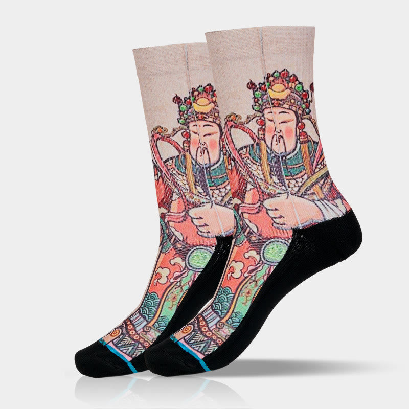 Casual God Of Wealth Ruyi Handle Micro Crew Men Women Unisex Socks - Image 10