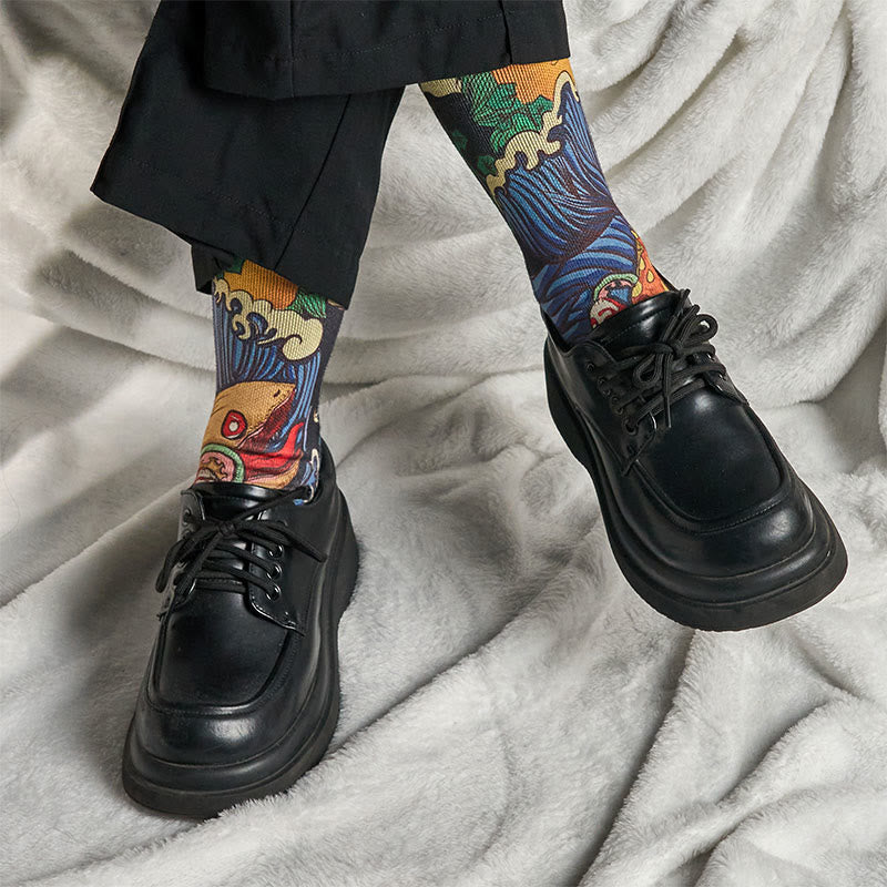 Casual Vivid Fish Flowing Waves Micro Crew Men Women Unisex Socks - Image 8