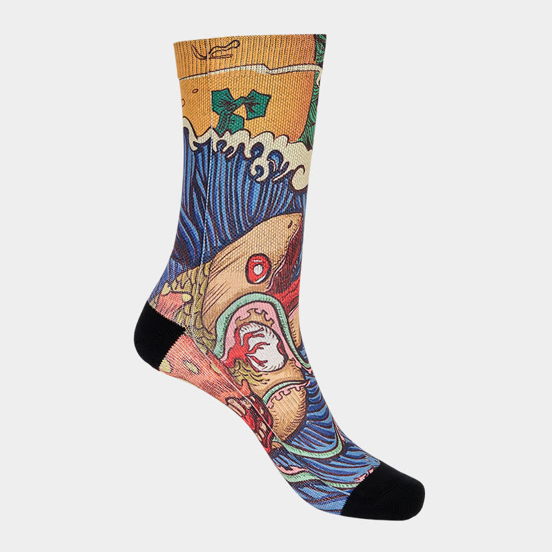 Casual Vivid Fish Flowing Waves Micro Crew Men Women Unisex Socks - Image 10
