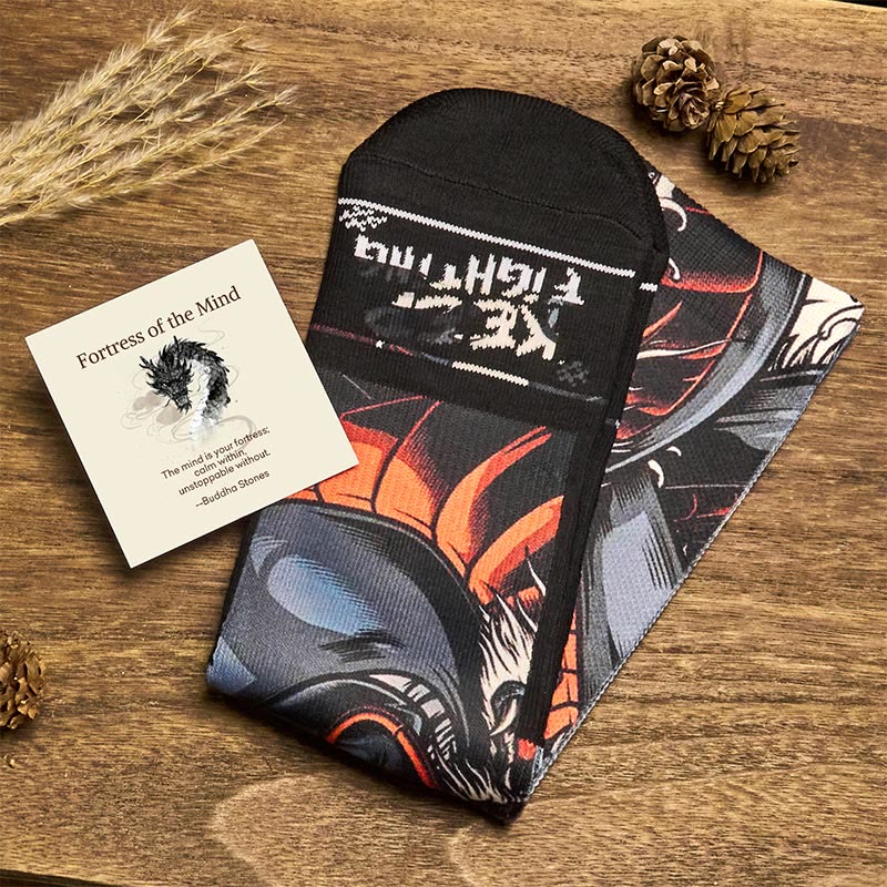 Buddha Stones "Fortress of the Mind" Casual Dragon Micro Crew Men's Socks Includes Gift Message Card