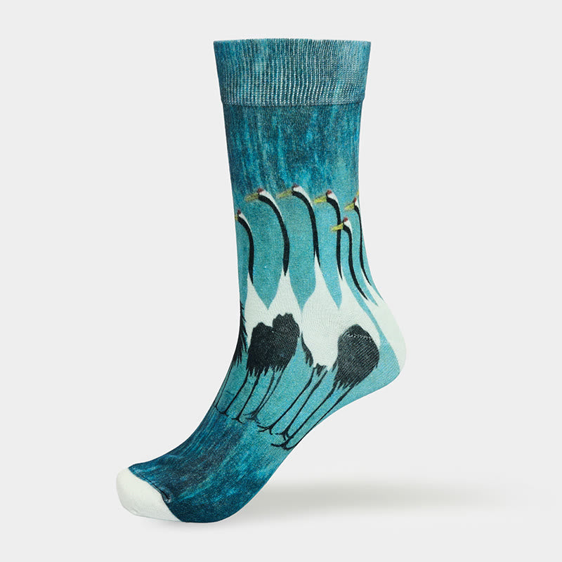 "Inner Calm" Casual White Crane Micro Crew Women's Socks Includes Gift Message Card - Image 5