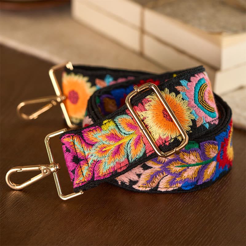 Multicolor Sunflower Embroidery Adjustable Handbags Crossbody Shoulder Bag Straps - Image 5