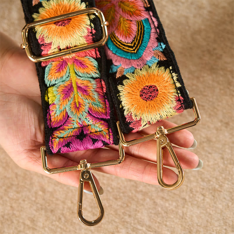 Multicolor Sunflower Embroidery Adjustable Handbags Crossbody Shoulder Bag Straps - Image 7