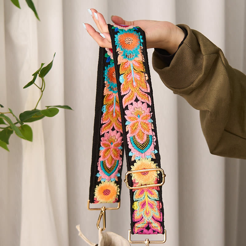 Multicolor Sunflower Embroidery Adjustable Handbags Crossbody Shoulder Bag Straps - Image 3