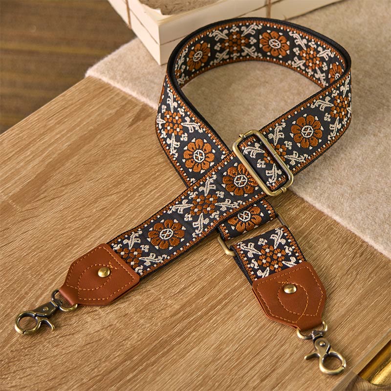 Brown Flower Jacquard Adjustable Handbags Crossbody Shoulder Bag Straps - Image 3