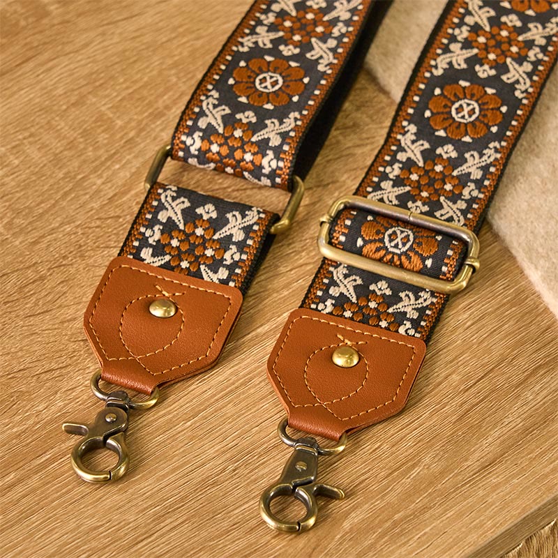 Brown Flower Jacquard Adjustable Handbags Crossbody Shoulder Bag Straps - Image 5