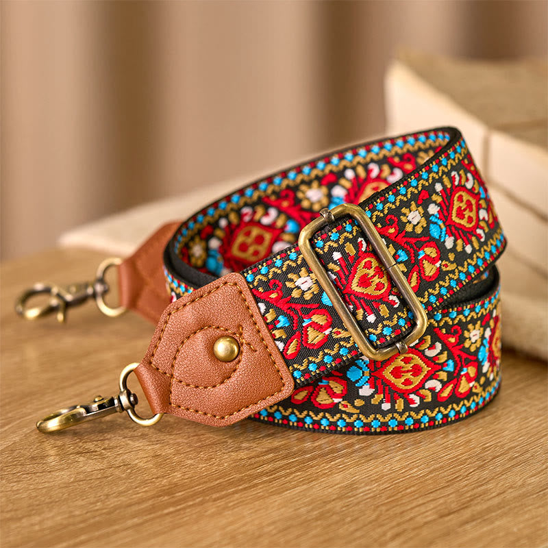 Brown Black Safflower Jacquard Adjustable Handbags Crossbody Shoulder Bag Straps - Image 4