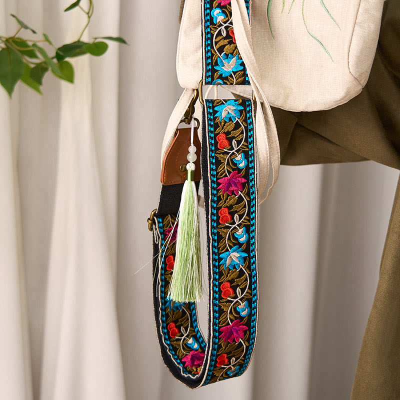 Bohemian Flower Vine Geometric Embroidery Adjustable Handbags Crossbody Shoulder Bag Purse Straps Replacement - Image 6