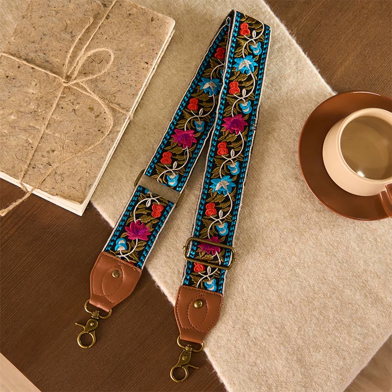 Bohemian Flower Vine Geometric Embroidery Adjustable Handbags Crossbody Shoulder Bag Purse Straps Replacement - Image 2