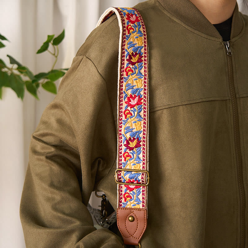 Bohemian Flower Vine Geometric Embroidery Adjustable Handbags Crossbody Shoulder Bag Purse Straps Replacement - Image 14