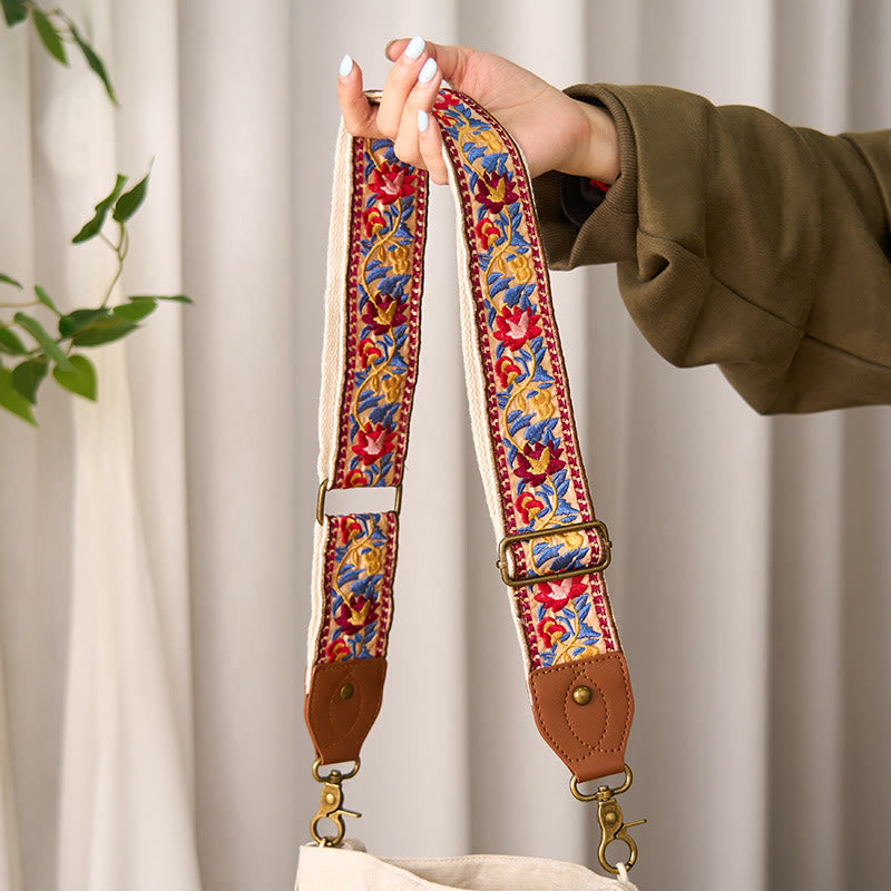 Bohemian Flower Vine Geometric Embroidery Adjustable Handbags Crossbody Shoulder Bag Purse Straps Replacement - Image 13