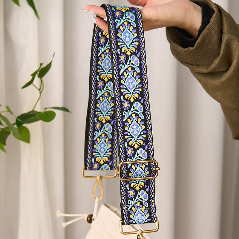 Bohemian Flower Geometric Stripes Embroidery Adjustable Handbags Crossbody Shoulder Bag Purse Straps Replacement - Image 3