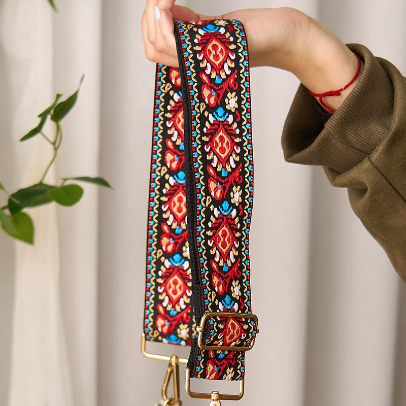 Bohemian Flower Geometric Stripes Embroidery Adjustable Handbags Crossbody Shoulder Bag Purse Straps Replacement - Image 23