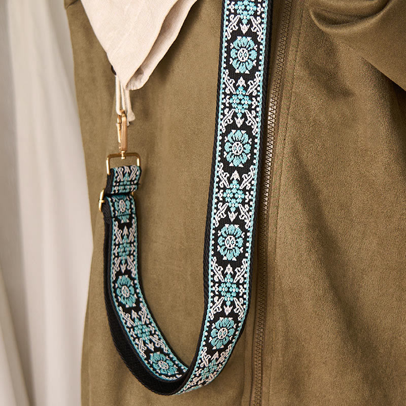 Bohemian Round Flower Geometric Embroidery Adjustable Handbags Crossbody Shoulder Bag Purse Straps Replacement - Image 7