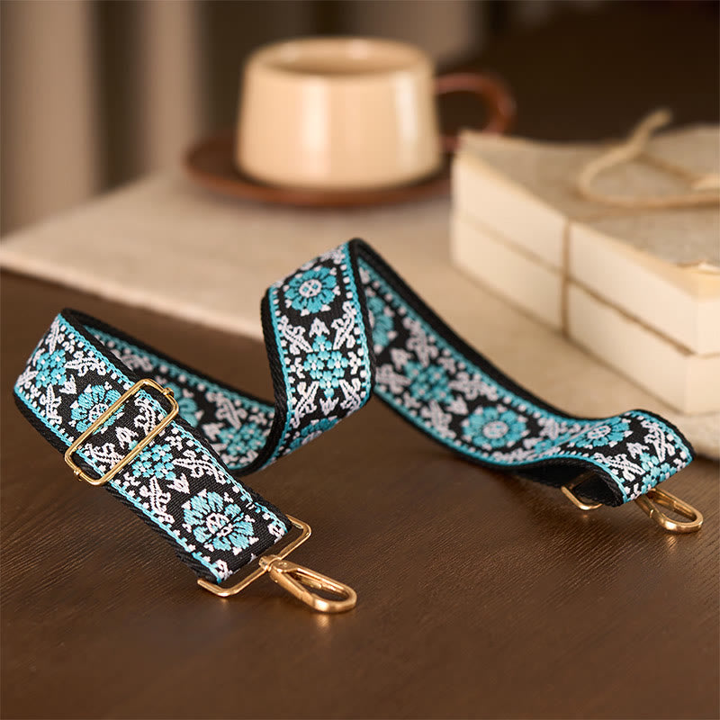 Bohemian Round Flower Geometric Embroidery Adjustable Handbags Crossbody Shoulder Bag Purse Straps Replacement - Image 5