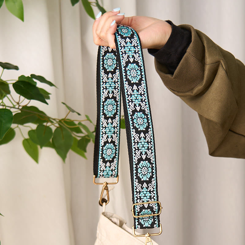 Bohemian Round Flower Geometric Embroidery Adjustable Handbags Crossbody Shoulder Bag Purse Straps Replacement - Image 3