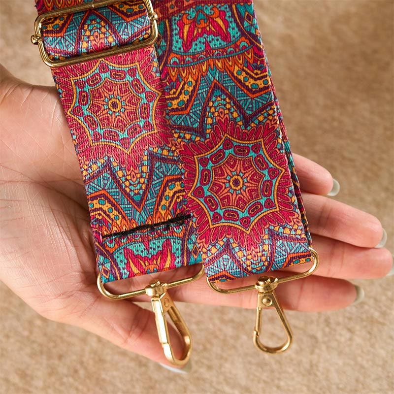 Bohemian Red Mandara Geometric Adjustable Handbags Crossbody Shoulder Bag Purse Straps Replacement - Image 8