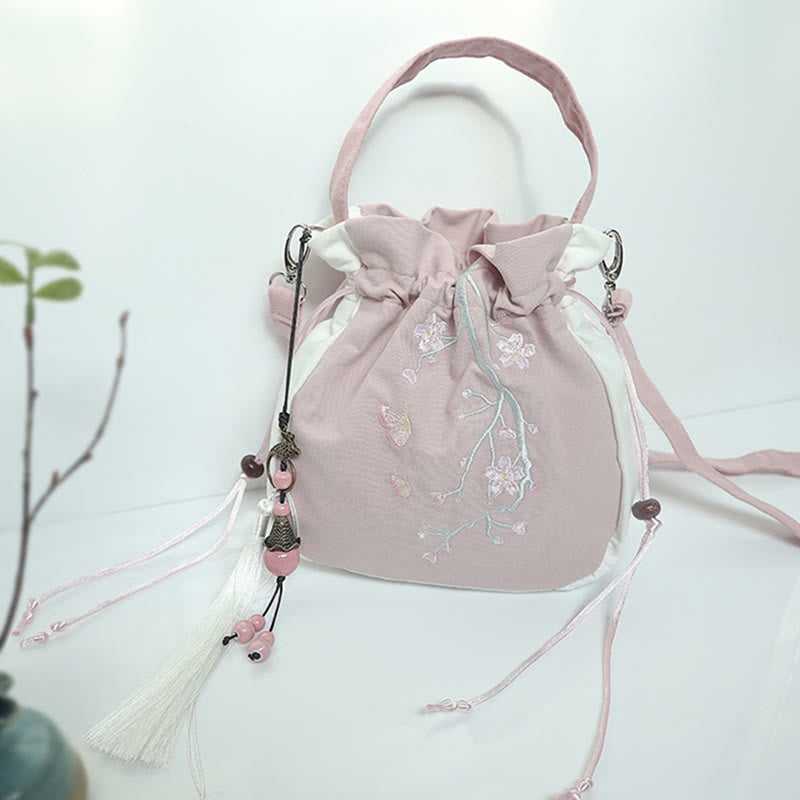 Handmade Embroidered Flowers Canvas Tote Shoulder Bag Handbag - Image 50