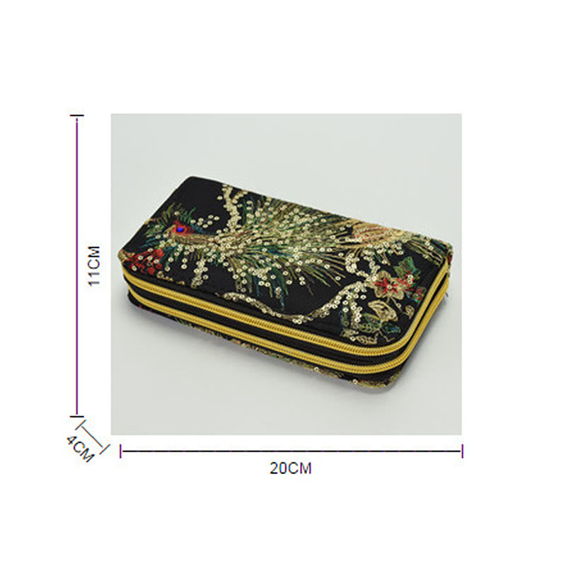 Peacock Double-sided Embroidery Cash Holder Wallet Shopping Purse - Image 14