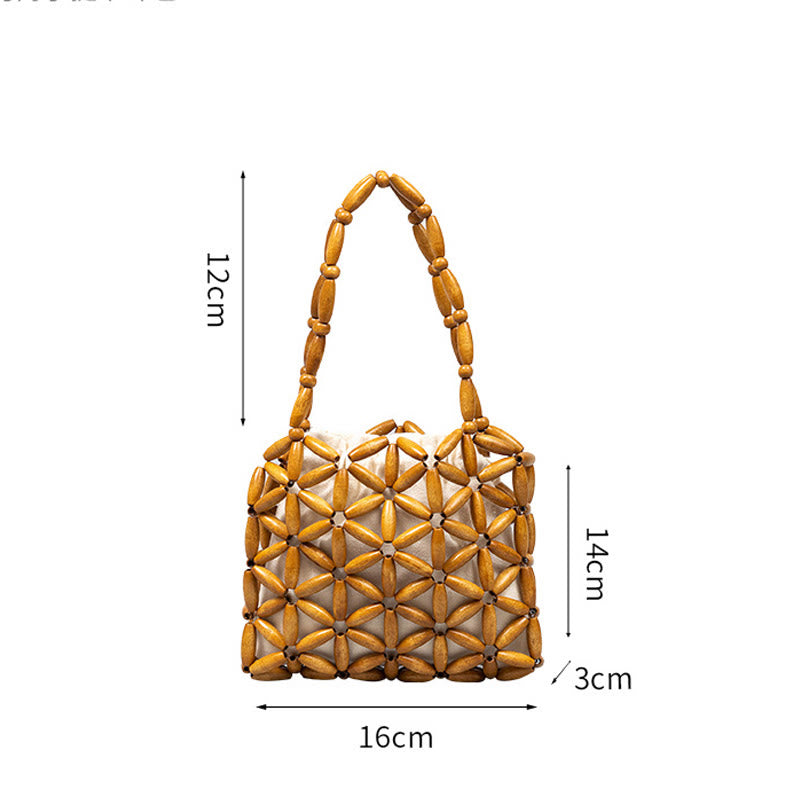 Hand-woven Mini Wooden Beads Handbag - Image 7