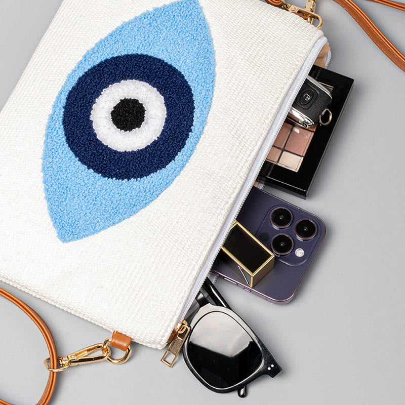 Evil Eye Leaf Hamsa Canvas Crossbody Bag Shoulder Bag Handbag - Image 3