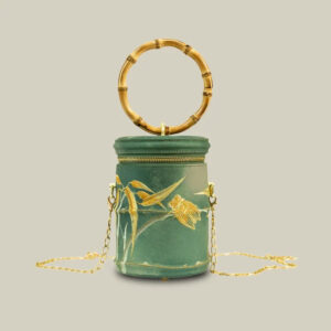 Cicada Song Embroidered Green Mini Bucket Bag