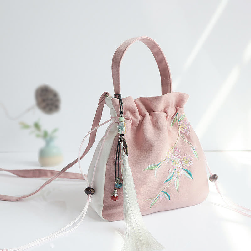 Handmade Embroidered Flowers Canvas Tote Shoulder Bag Handbag - Image 39