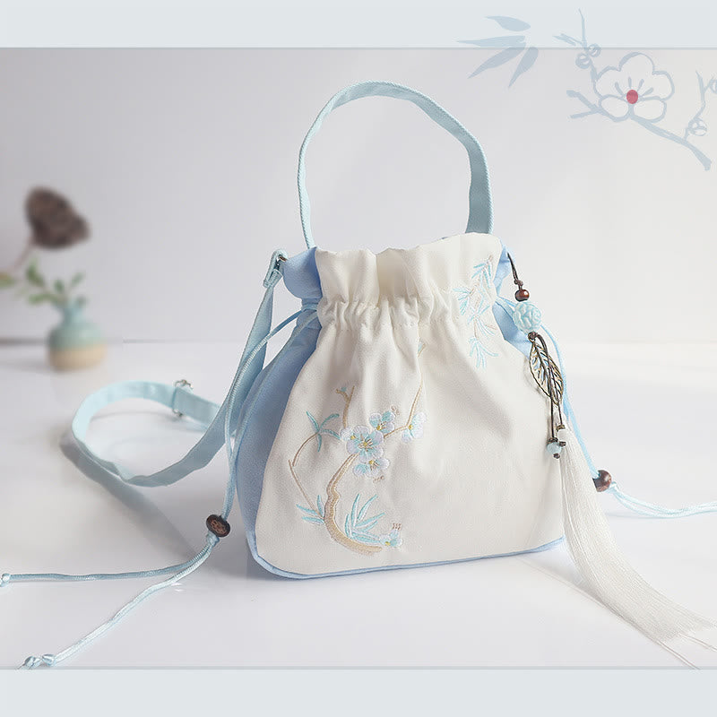Handmade Embroidered Flowers Canvas Tote Shoulder Bag Handbag - Image 28