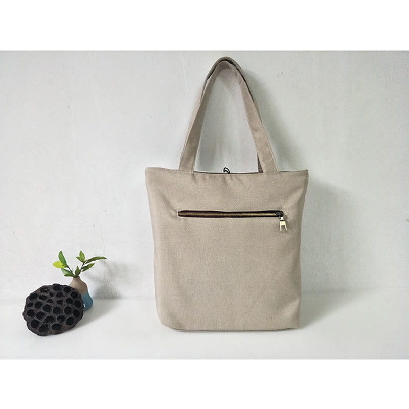 Pear Flower Plum Peach Blossom Bamboo Embroidery Canvas Large Capacity Shoulder Bag Tote Bag - Image 46