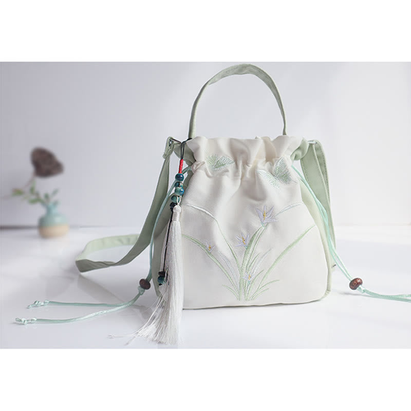 Handmade Embroidered Flowers Canvas Tote Shoulder Bag Handbag - Image 16