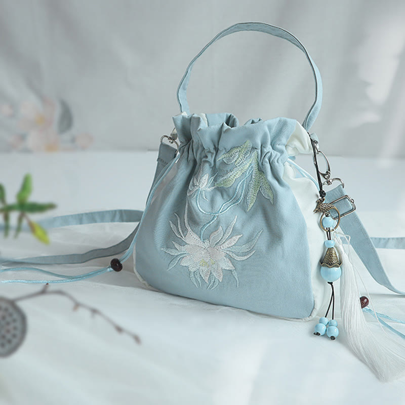 Handmade Embroidered Flowers Canvas Tote Shoulder Bag Handbag - Image 46