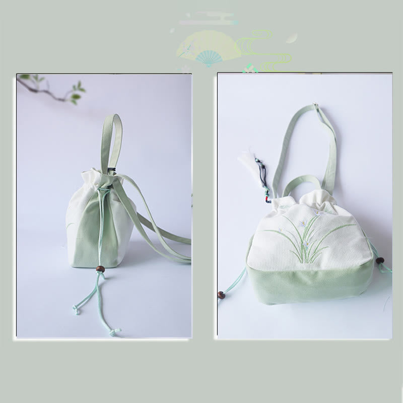Handmade Embroidered Flowers Canvas Tote Shoulder Bag Handbag - Image 11