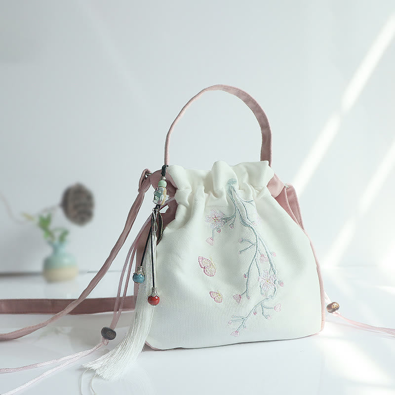 Handmade Embroidered Flowers Canvas Tote Shoulder Bag Handbag - Image 24