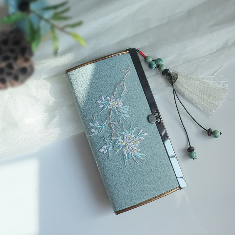 Flower Plum Peach Blossom Bamboo Double-sided Embroidery Large Capacity Cash Holder Wallet Shopping Purse - Image 15