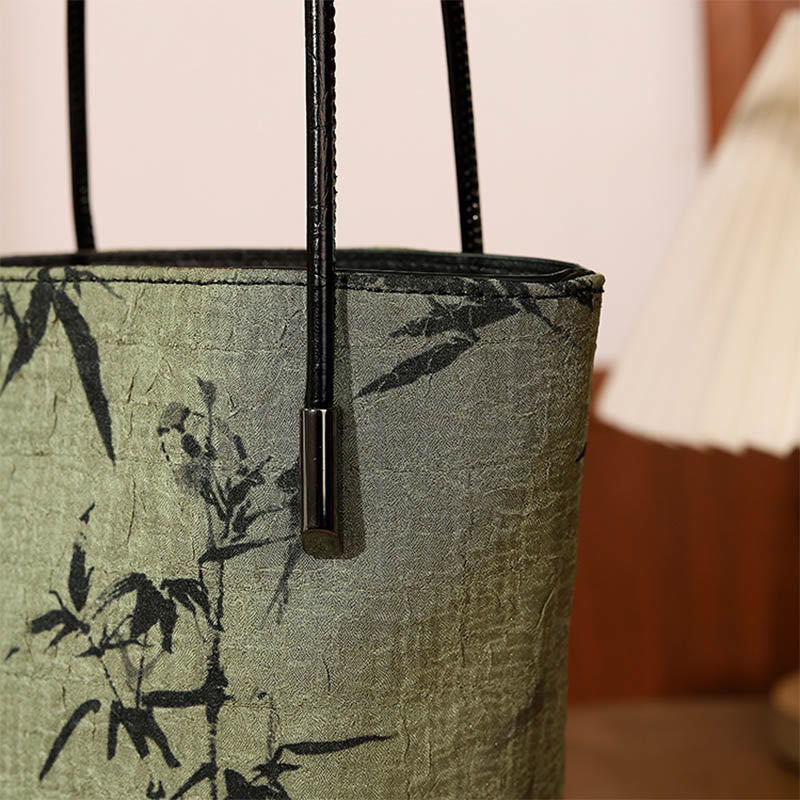 Green Bamboo Print Vintage Crossbody Bag Handbag - Image 6