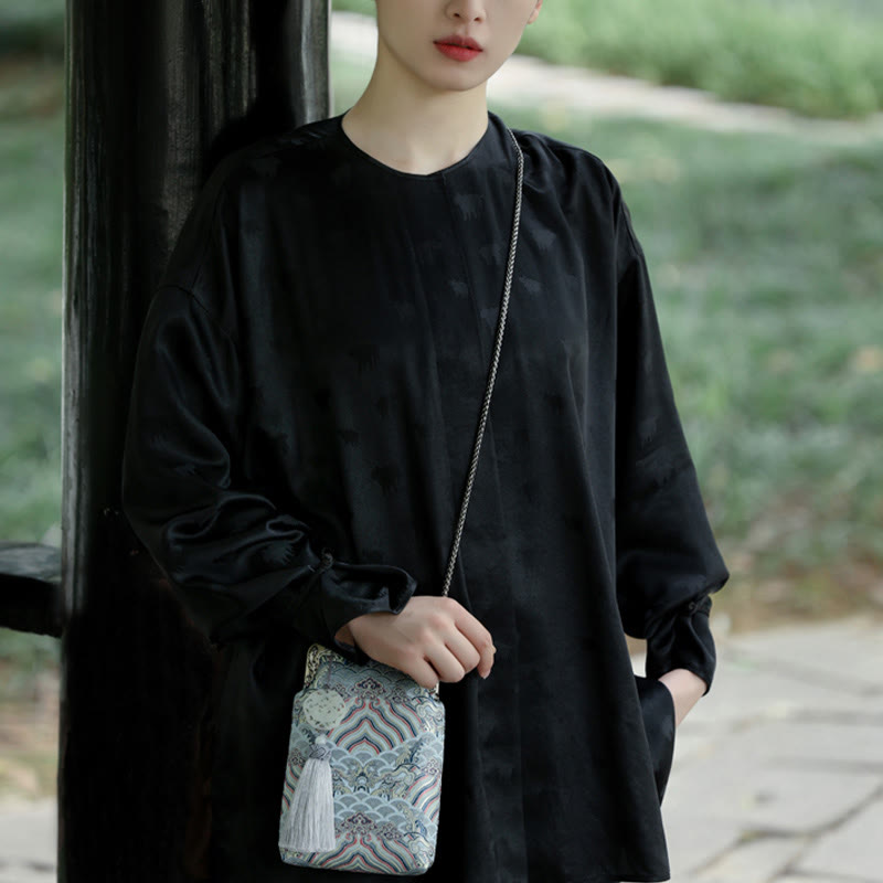 Small Blue Ocean Waves Metal Chain Crossbody Bag Shoulder Bag Cellphone Bag - Image 12
