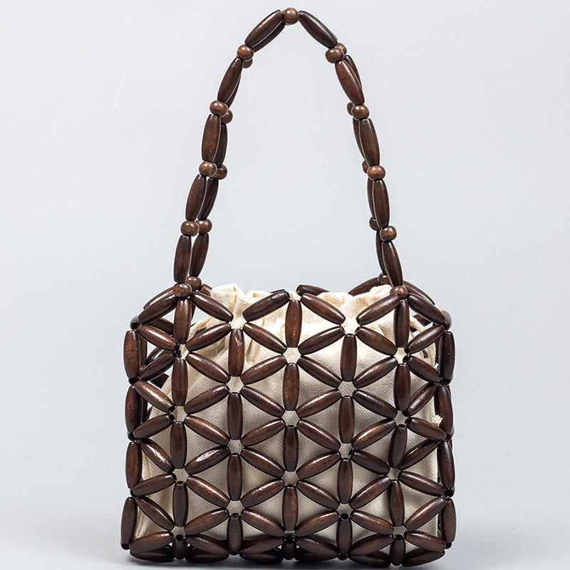 Hand-woven Mini Wooden Beads Handbag - Image 11
