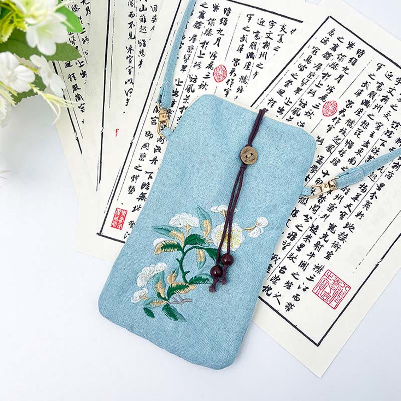 Small Embroidered Flowers Crossbody Bag Shoulder Bag Cellphone Bag 11*20cm - Image 32