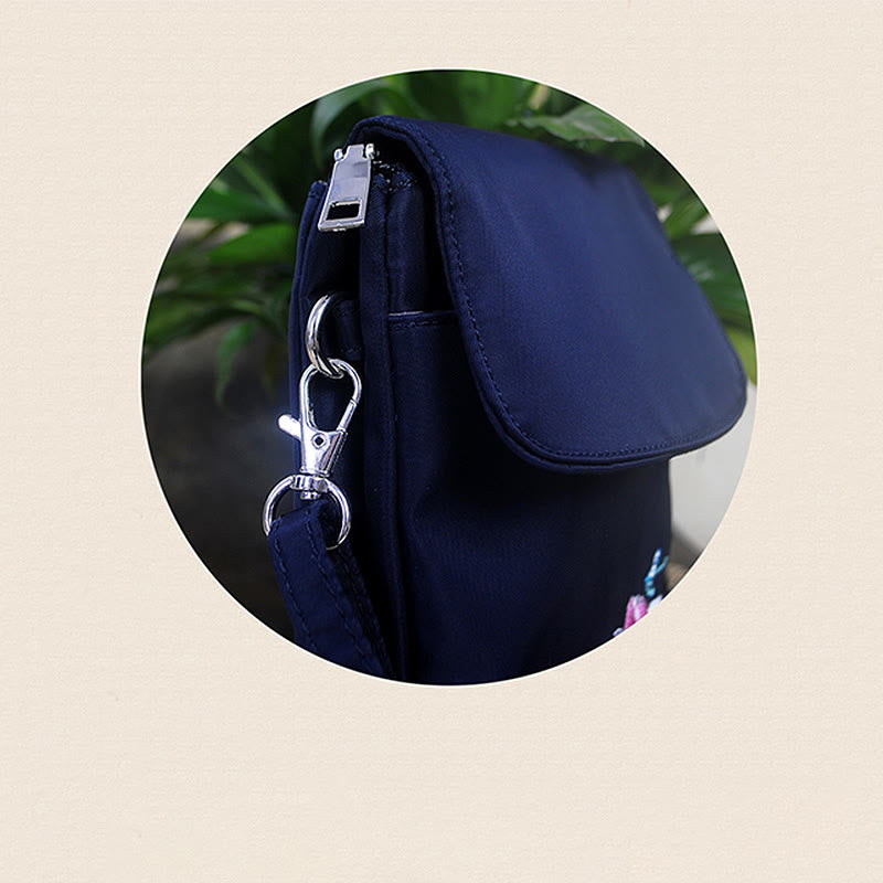 Waterproof Handmade Embroidered Lotus Flowers Crossbody Bag Shoulder Bag Cellphone Bag - Image 17