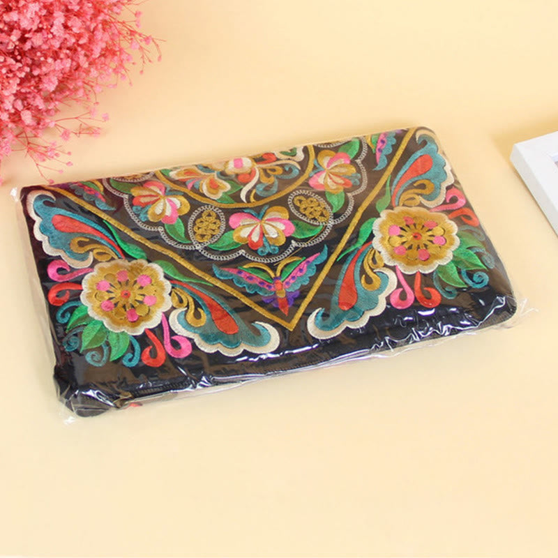 Dragon Butterfly Cosmos Flower Embroidery Wallet Shopping Purse - Image 28