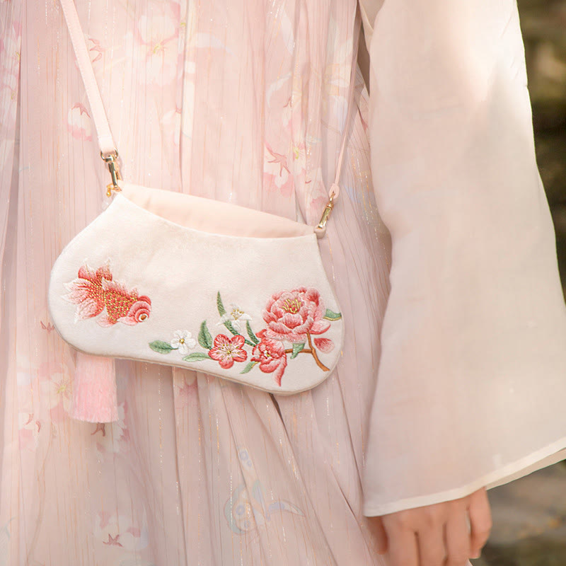 Luck Embroidery Lotus Koi Fish Rabbit Flower Hanfu Bag Crossbody Bag Shoulder Bag - Image 30
