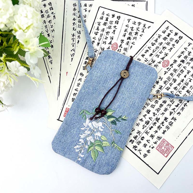 Small Embroidered Flowers Crossbody Bag Shoulder Bag Cellphone Bag 11*20cm - Image 34