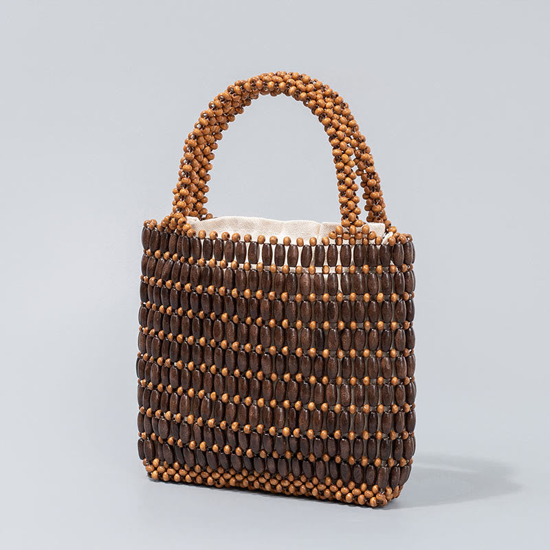 Hand-woven Wooden Beads Handbag - Image 2