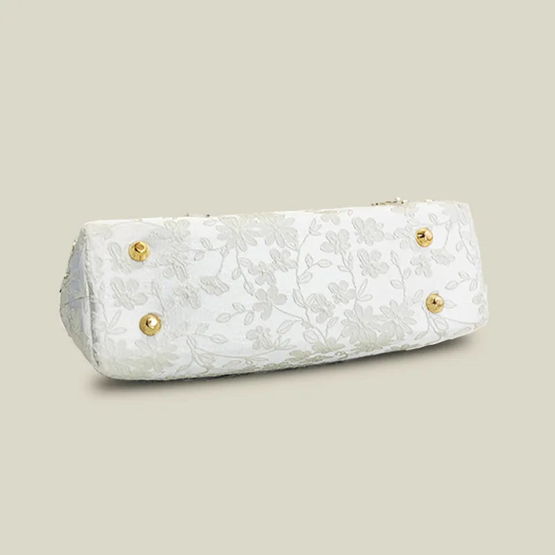 Floral Embroidery Evening White Bridal Clutch - 이미지 6