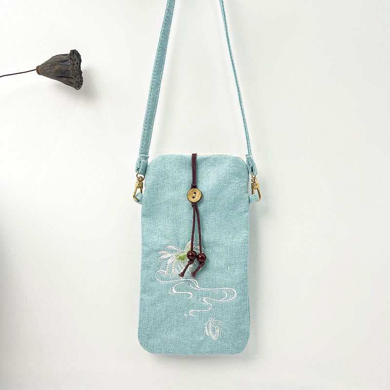 Small Embroidered Flowers Crossbody Bag Shoulder Bag Cellphone Bag 11*20cm - Image 21