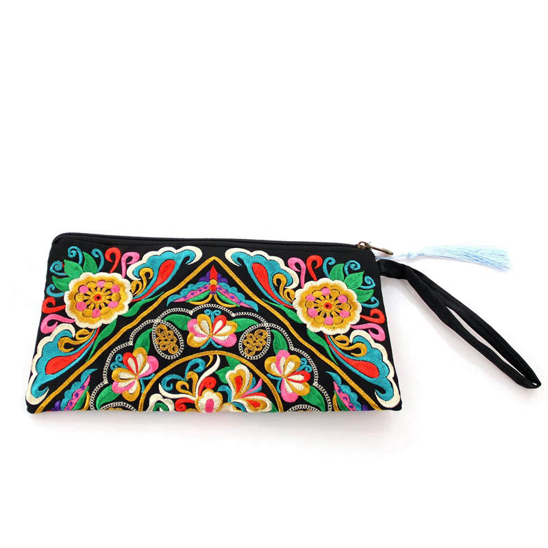 Dragon Butterfly Cosmos Flower Embroidery Wallet Shopping Purse - Image 27