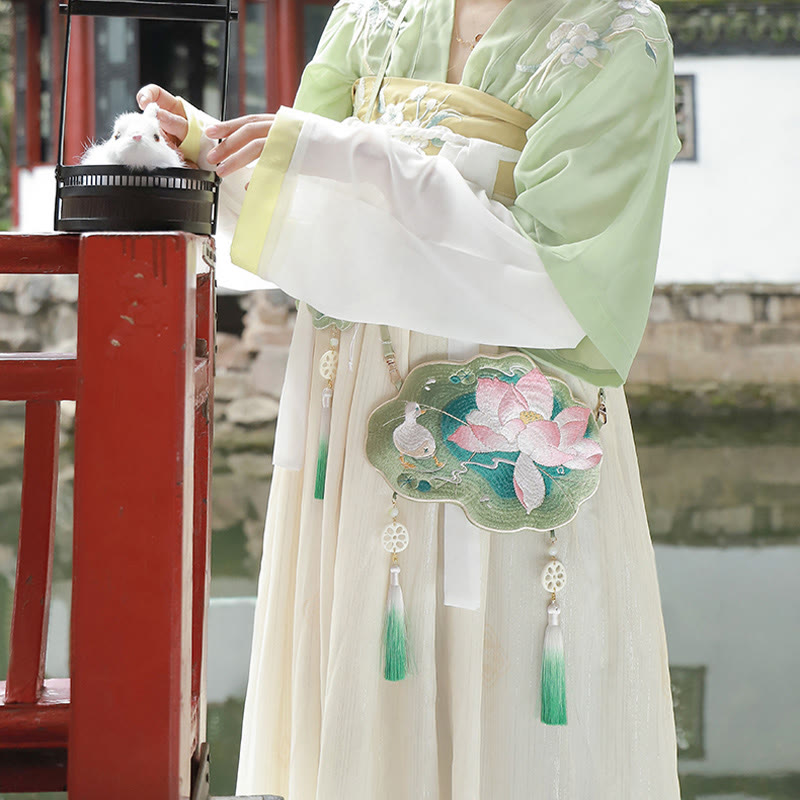 Luck Embroidery Lotus Koi Fish Rabbit Flower Hanfu Bag Crossbody Bag Shoulder Bag - Image 12