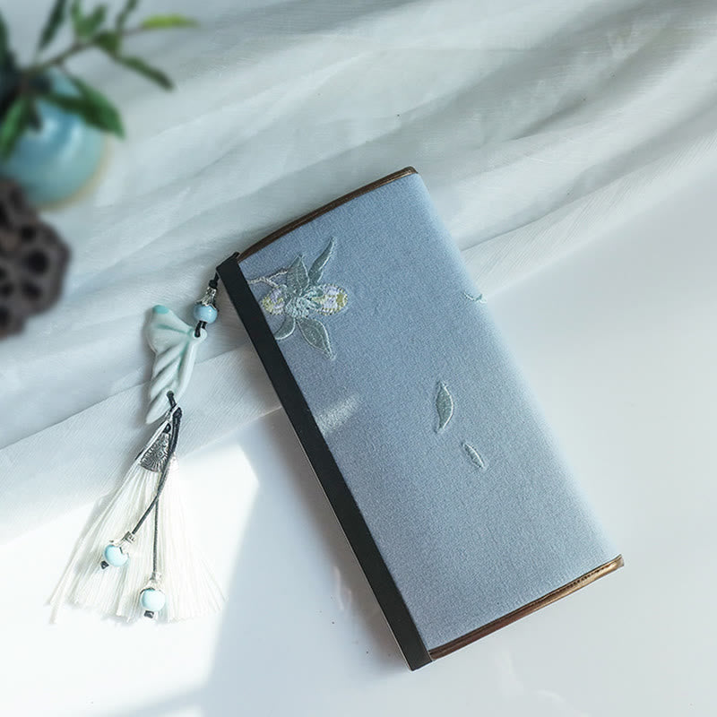 Flower Plum Peach Blossom Bamboo Double-sided Embroidery Large Capacity Cash Holder Wallet Shopping Purse - Image 11